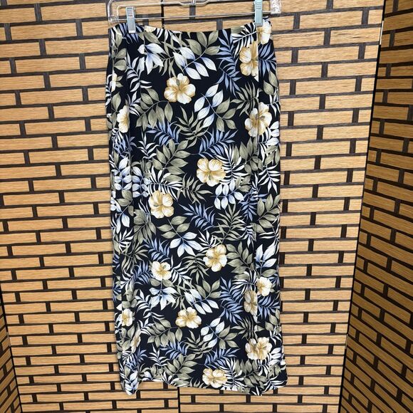 Coldwater Creek Silk Black Floral Maxi Skirt Size Small‎ - Picture 1 of 8